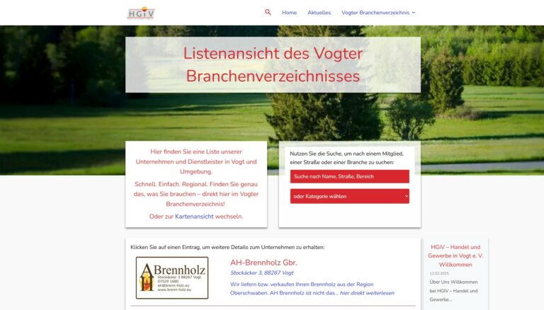 Zur Listenansicht des Gewerbeverzeichnisses von Vogt