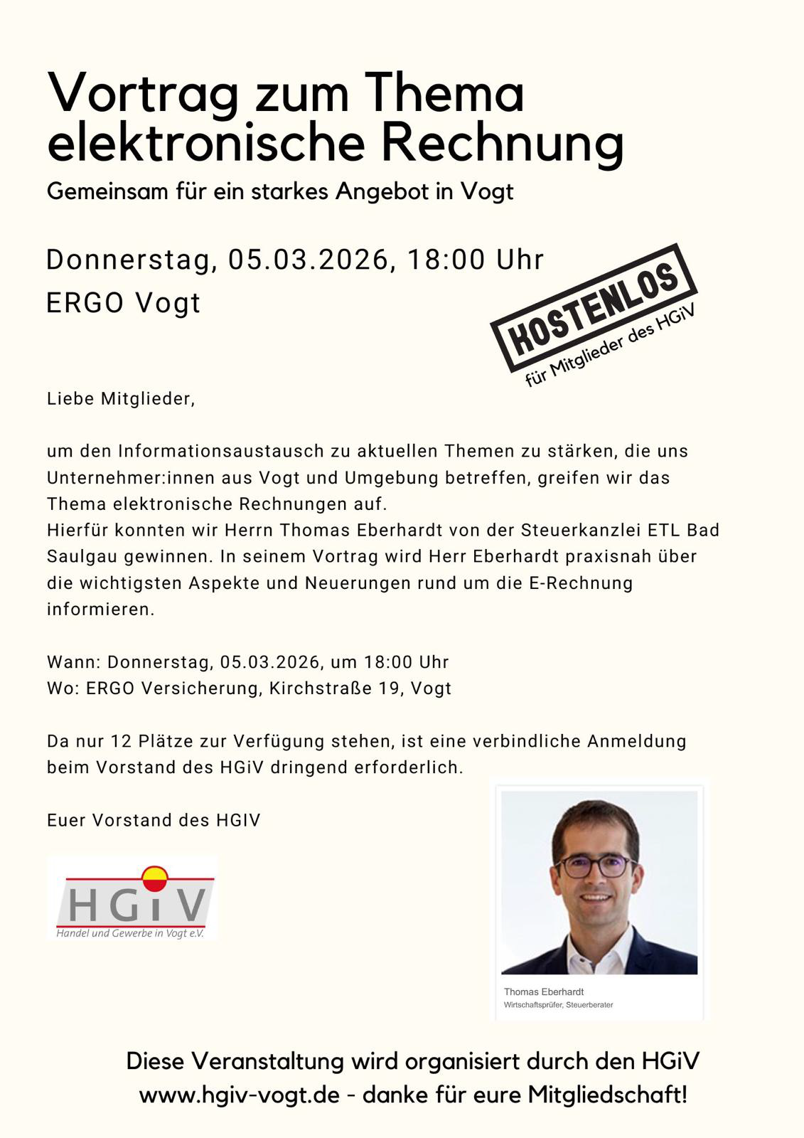 Vortrag zum Thema E-Rechung der Steuerkanzlei ETL